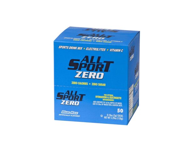 All Sport Powder Hydration Sticks | Zero Calorie | Performance Electrolyte Drink Mix | Sugar Free | 2x Potassium | Blue Raz Ice | 3 grams (50 Count)