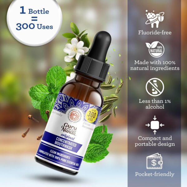 GuruNanda Advanced Water Flosser 2.0 with UV Mode & Concentrated Mouthwash Duo - Fresh Breath & Thorough Plaque Removal for a Brighter Smile