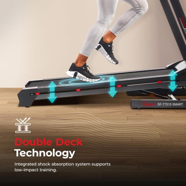 Sunny Health & Fitness Premium Foldable Treadmill for Home, Running or Walking with Auto Incline, Shock Absorption, Digital Display, Optional 20” Running Deck, Free SunnyFit App Bluetooth Connection