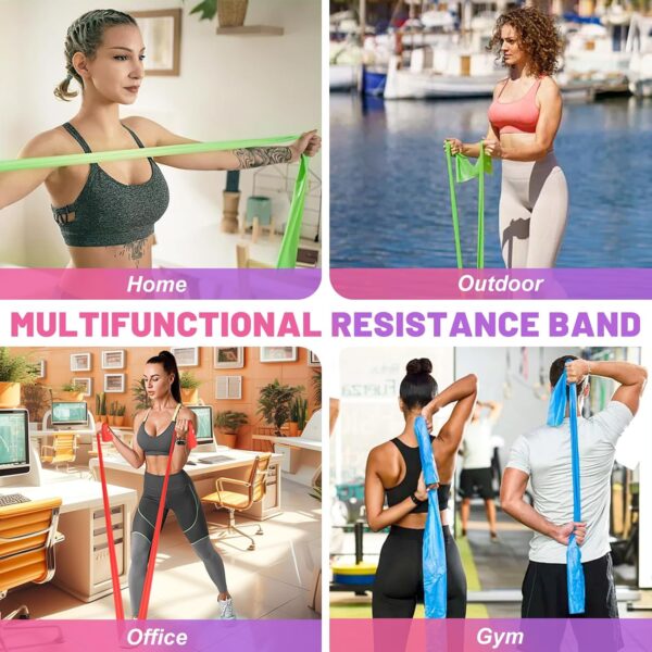 Resistance Bands Set, 5 Pcs Exercise Bands Elastic Stretch Bands for Yoga Pilates Fitness Stretching Strength Training, Workout Bands for Home Gym
