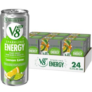 V8 +SPARKLING ENERGY Lemon Lime Energy Drink, Made with Real Vegetable and Fruit Juices, 11.5 FL OZ Can (6 Packs of 4)
