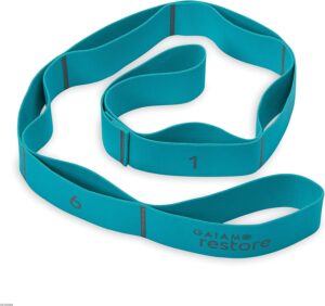 Gaiam Restore Resistance Band Stretching Strap - Stretch Legs & Arms with Medium Resistance Loops, Multiple Holds for Increased Range of Motion, Flexibility or Strength Training