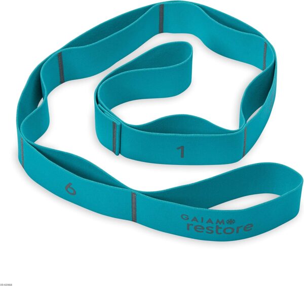 Gaiam Restore Resistance Band Stretching Strap - Stretch Legs & Arms with Medium Resistance Loops, Multiple Holds for Increased Range of Motion, Flexibility or Strength Training