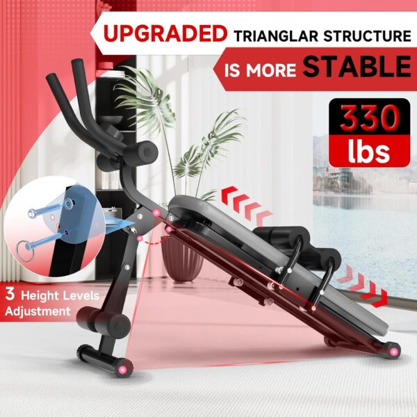 Bigzzia Ab Machine, Ab Workout Equipment Machine for Stomach Workout Foldable Abdominal Trainer for Home Gym Adjustable Ab Exercise Bench Crunch Machine for Core Abdomen