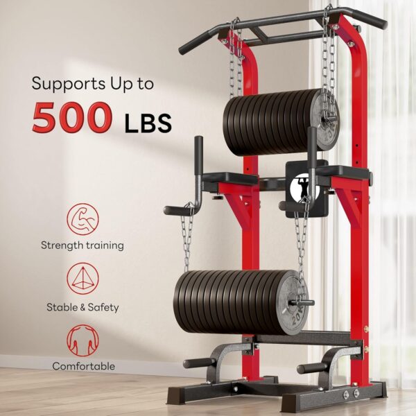 SogesPower Power Tower Pull Up Bar Station Multi-Function Pull Up Bar Stand for Home Gym, Adjustable Height Pull Up Dip Station Dip Bar Strength Training Fitness Equipment,Up to 500LBS
