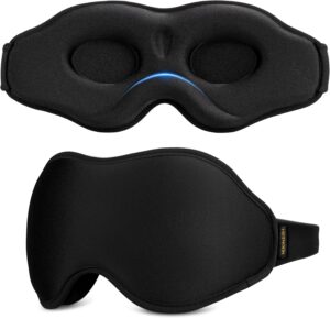 Sleep Mask Blackout for Men Women: Lightweight 3D Contoured Eye Mask for Lash Extensions - Adjustable Strap Washable Zero Pressure - Perfect for Side Sleepers Airplane Travel Yoga Meditation Black