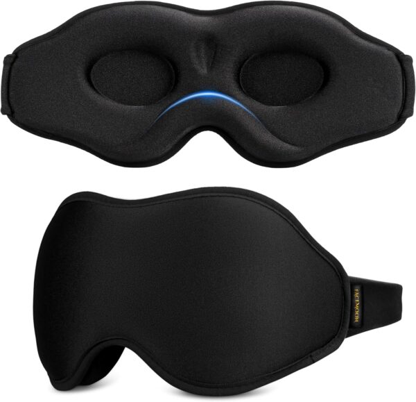 Sleep Mask Blackout for Men Women: Lightweight 3D Contoured Eye Mask for Lash Extensions - Adjustable Strap Washable Zero Pressure - Perfect for Side Sleepers Airplane Travel Yoga Meditation Black
