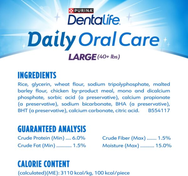DentaLife Daily Oral Care Dog Treats for Large Dogs 40 plus lbs., Chewy Dental Treat to Freshen Breath and Fight Tartar, Chicken Flavor, 36 oz. each, 30 Chews each/60 Total Chews - 30 ct. Pouch