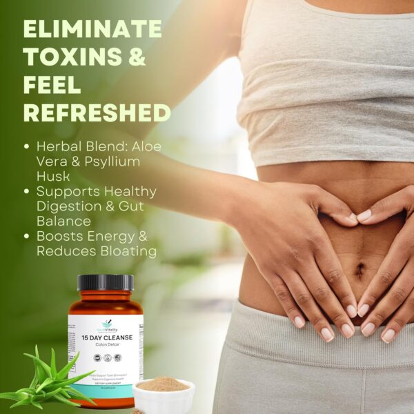 15-Day Colon Cleanse for Gut Health – Probiotics for Men & Women, Candida Cleanse, Aloe Vera, Licorice Root, Psyllium Husk – Supports Digestive & Immune Health, Detox & Kidney Cleanse
