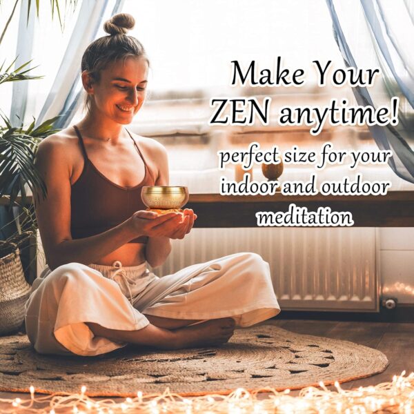 2-Pack Tibetan Singing Bowls Set - 100% Handmade in Nepal, Sound Bowl Meditation Set for Yoga, Chakra Healing, Meditation Gifts, Unique Gifts for Women (Blue, 3.15 + 4 inch)