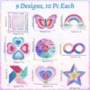 90 Pcs Sensory Strips for Anxiety Relief Items, Calm Strips with 10 Different Style, Unique Sensory Stickers for Relieve Adults Teens Fidgets Stress (Purple)