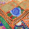CRAFT KALA Indian Square Patchwork Traditional Pouf Cover Indian Living Room Poufs Decorative Embroidered Designer Ottoman Home Living Footstool Chair Cover Decor Pillow Cover 22x22x5 inches, Orange