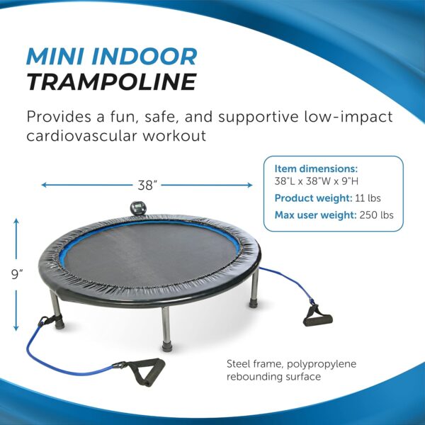 Stamina 36 Inch Fitness Trampoline w/ Foldable Steel Frame, 250 Pound Capacity, Gray