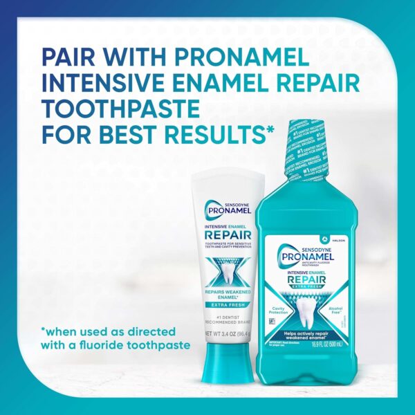 Sensodyne Pronamel Intensive Enamel Repair Alcohol-Free Mouthwash to Help Actively Repair Enamel and Protect Against Cavities, Extra Fresh, 3 x 16.9 fl oz