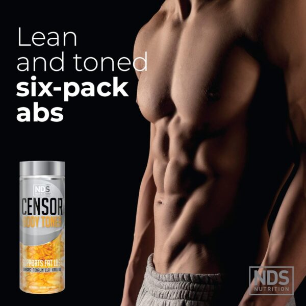 Censor NDS Nutrition Fat Loss and Body Toner with CLA, Fish Oil, Safflower and Omega 3-6-9 Blend - Dietary Supplement for Improved Energy, Metabolism and Health - 180 Softgels