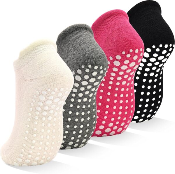 SkiBeaut Grips Non Slip Socks for Women, 4 Pairs Yoga Pilates Anti Skid Socks Woman Hospital Gripper Socks
