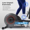 Sunny Health & Fitness 2-in-1 Smart Upright Elliptical Full-Body Exerciser w/Pulse Sensors, Home Cross-Training Cardio Workout Machine, Free SunnyFit App Bluetooth Link, Optional Long Stride Length