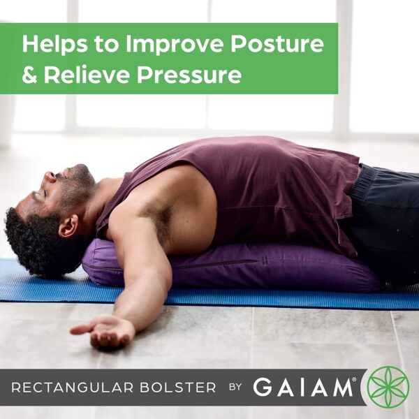 Gaiam Yoga Bolster - Long, Rectangular Meditation Pillow - Supportive Cushion for Restorative Yoga and Sitting on the Floor - Built-In Carrying Handle - Machine Washable Cover'