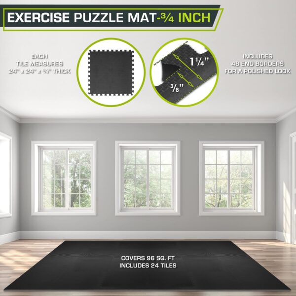 ProsourceFit Extra Thick Puzzle Exercise Mat, EVA Foam Interlocking Tiles for Protective, Cushioned Workout Flooring for Home and Gym Equipment