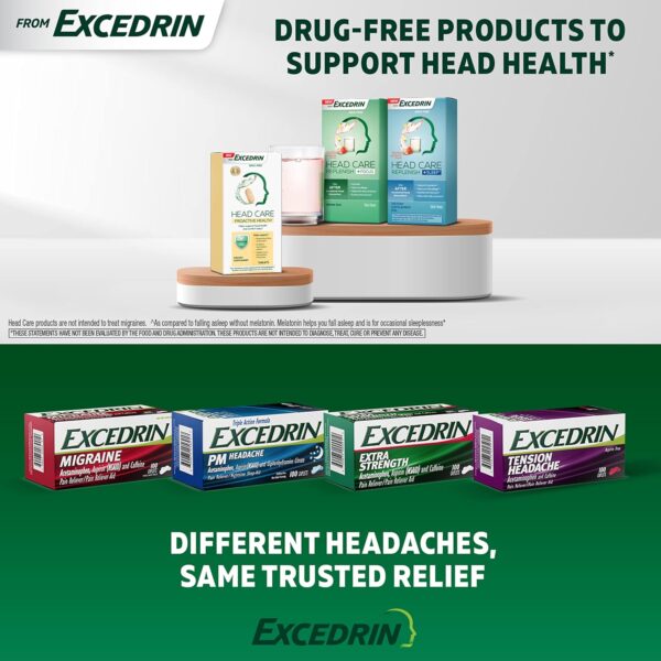 Excedrin Head Care Proactive Health with Magnesium, Riboflavin, Vitamin B6, Folic Acid and Vitamin B12, Dietary Supplement Supports Head Health and Comfort Daily – 110 Count