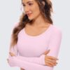 CRZ YOGA Butterluxe Long Sleeve Crop Tops for Women Slim Fit Workout Shirts Cropped Athletic Gym T-Shirts