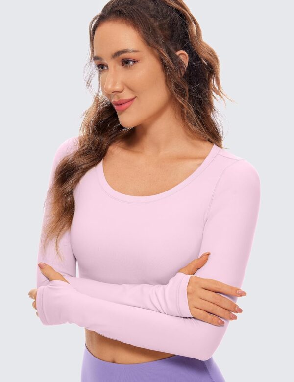 CRZ YOGA Butterluxe Long Sleeve Crop Tops for Women Slim Fit Workout Shirts Cropped Athletic Gym T-Shirts