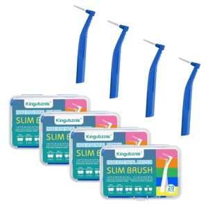 80 Count Interdental Brush Cleaners Dental Brushes Toothpick Tooth Flossing Head Oral Hygiene Angle with Portable Case Easy Use for Cleaning(Blue, Standard)