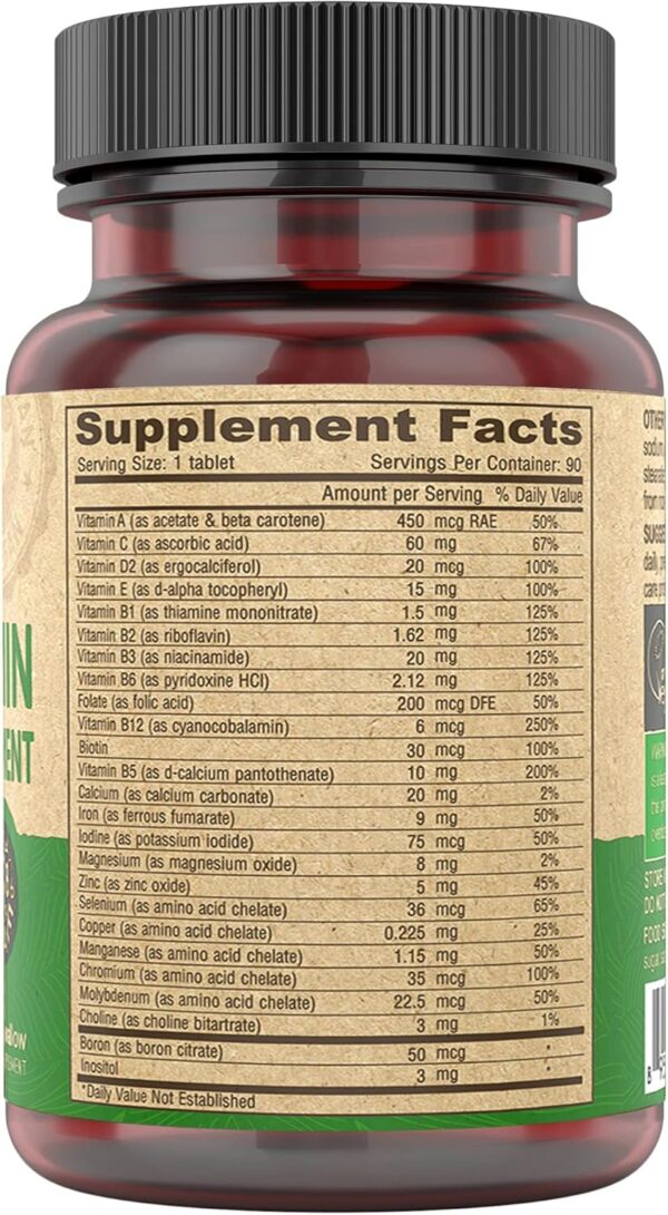 DEVA Tiny Tablets Vegan Vitamins Multivitamins for Women & Men, Multivitamin with Iron, Mineral Supplement, Vitamin C, Vitamin B Complex, Vitamin B12, Vitamin E, Zinc, Gluten Free, 90 Tablets
