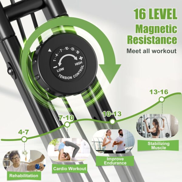 Caromix Folding Exercise Bike, 4 in 1 Stationary Magnetic Cycling Bicycle Upright Indoor Cycling Bike for Home Workout 330LB Capacity