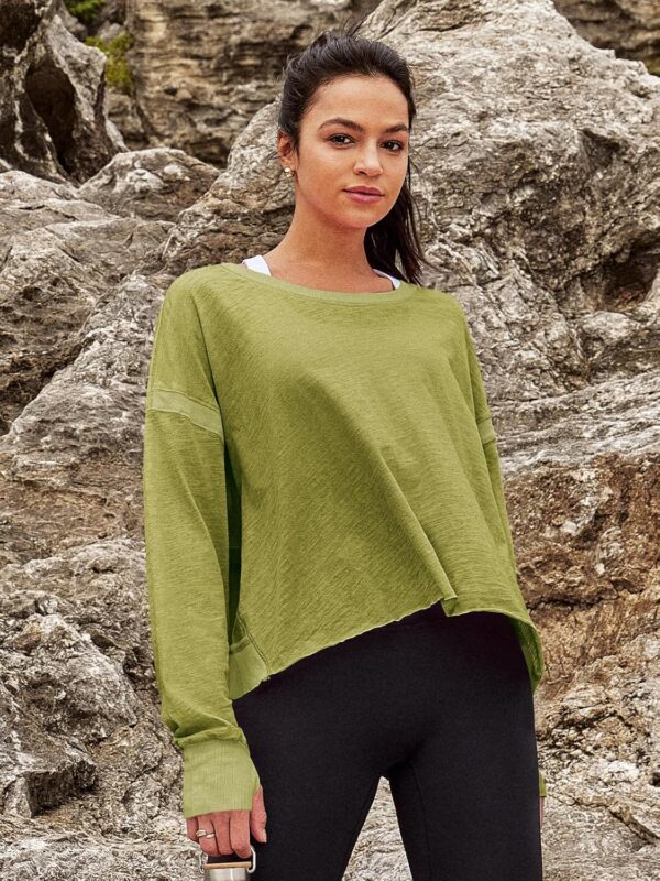 Panadila Womens Open Back Workout Top Long Sleeve Athletic Shirts Casual Crop Running Tee Y2k Yoga