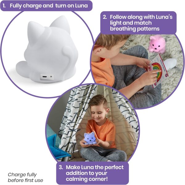 hand2mind Luna The Calming Kitty, Breathing Light, Guided Meditation for Kids, Mindfulness for Kids, Anxiety Relief Items, Calm Down Corner Supplies, Calming Toys for Kids, Social Emotional Learning