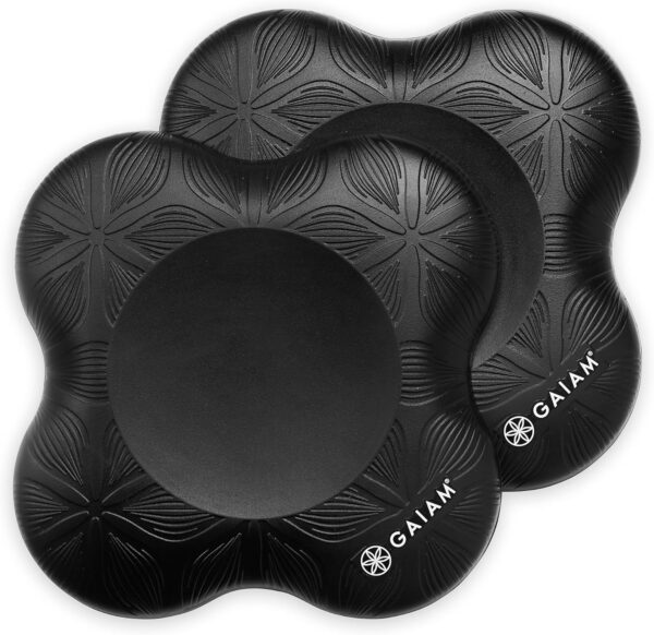 Gaiam Yoga Knee Pads (Set of 2) - Yoga Props and Accessories for Women/Men Cushions Knees and Elbows for Fitness, Travel, Meditation, Kneeling, Balance, Floor, Pilates