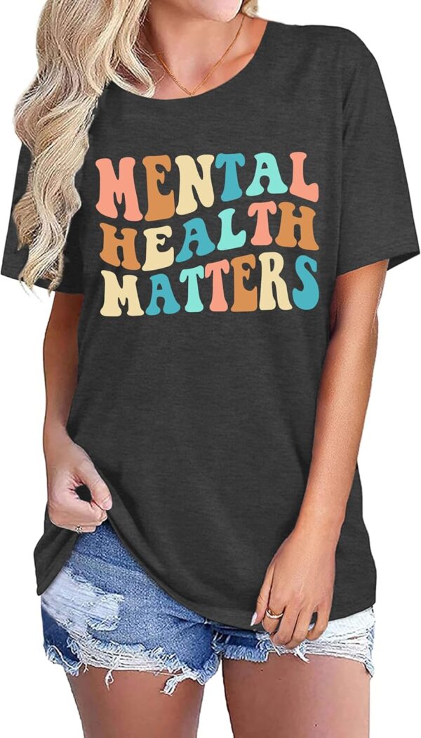 81YHVwDeYTL._AC_SL1500_.jpg Mental Health Matters Shirt for Women Be Kind Shirt Therapist Shirt Positive Short Sleeve Psychologist Tee Tops