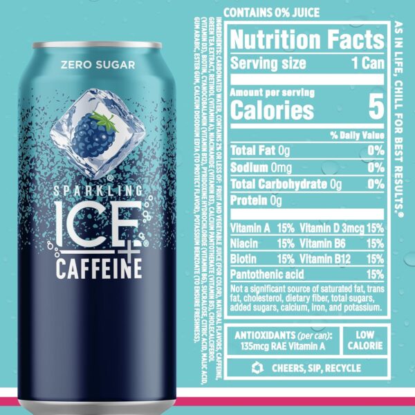 Sparkling Ice Caffeine Variety Pack, Flavored Sparkling Water, Zero Sugar, with Vitamins and Antioxidants, 16 fl oz, 12 count (Citrus Twist, Black Raspberry, Blue Raspberry, Strawberry Citrus)