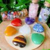 QINJIEJIE 7Pcs 7 Chakras 1.2" Heart Crystal Large Stone Rose Quartz Healing Crystals Love Polished Thumb Natural Palm Assorted Gemstones Reiki Energy Balancing Meditation Gift