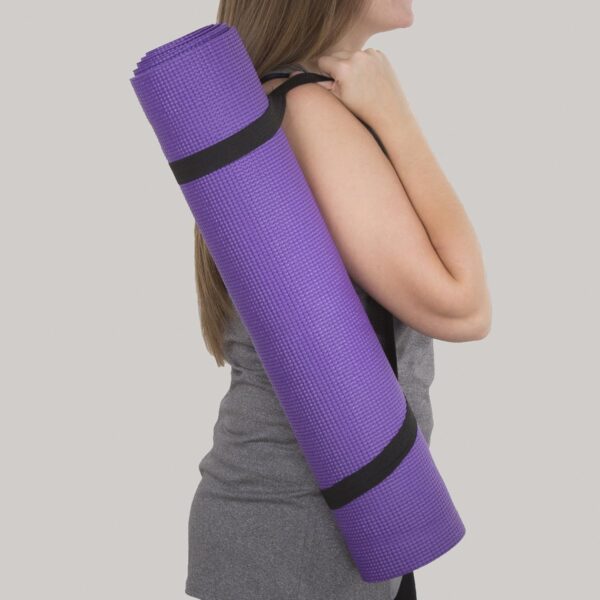 Yoga Mat - Double Sided 1/4-Inch Workout Mat - 71x24-Inch Exercise Pad for Home Gym Fitness or Pilates with Carrying Strap by Wakeman (Black)