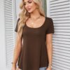 Amoretu Womens Scoop Neck Tshirt Short Sleeve Shirts Swing Tunic Tops Loose Fit