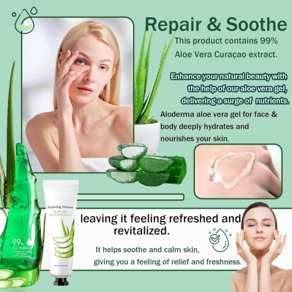 99% Purity Aloe Vera Gel - Hydrating Aloe Vera Gel for Face and Skin,No Sticky Moisturizing Aloe Gel(5 pcs)