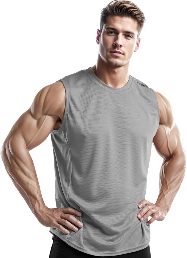DRSKIN Men's 4, 3, 1 Pack Tank Tops Sleeveless Shirts Workout Athletic Muscle Mesh Dry Fit Gym Training Active Athletic