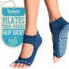 Tucketts Toeless Pilates Socks with Grips for Women, Non-Slip Barre Yoga Socks with Grips for Barefoot Workouts, Sizes 5-13