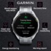 Wearable4U - Garmin Forerunner 965 Premium GPS Running and Triathlon 47mm Smartwatch with AMOLED Touchscreen Display, Titanium Bezel with Whitestone Silicone Band with Black Earbuds Bundle