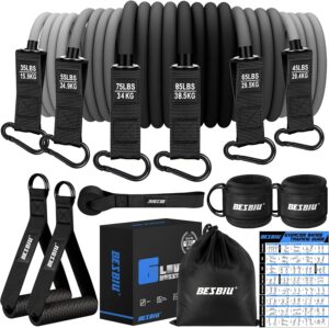 Heavy Exercise Bands Resistance Bands for Working Out, 300lbs/360lbs Fitness Workout Bands with Handles, Door Anchor, Leg Ankle Straps, Home Gym Workout Equipment for Men Strength Training Stretching