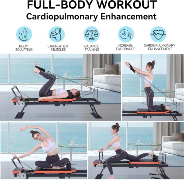 Pilates Reformer,Dpiolrcag Foldable Pilates Machine & Equipment for Home Use and Gym Workout, Suitable for Advanced and Beginners Users, Up to 250 lbs Weight Capacity