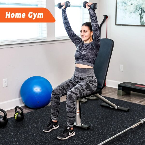 81YesO-bN6L._AC_SL1500_.jpg SUPERJARE 0.4'' Thick 6 Pcs 24 Sq Ft Rubber Top Exercise Equipment Mats, High Density EVA Foam Mats with Rubber Top, Interlocking Gym Flooring for Home Gym, Protective Workout Mat, Black/Blue