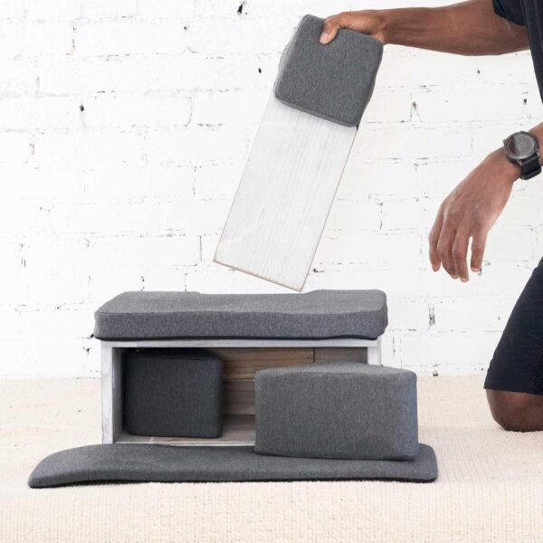 Box Meditation Floor Chair, Back Support, Knee and Hip Support, Knees, Portable and Lightweight (Gray)