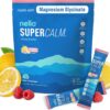 Nello Supercalm Powdered Drink Mix, Raspberry Lemonade, L Theanine, Ksm-66 Ashwagandha, Magnesium Glycinate, Vitamin D 3, Supplements for Relaxation & Focus, No Sugar, Non GMO, On The Go, 20 Ct