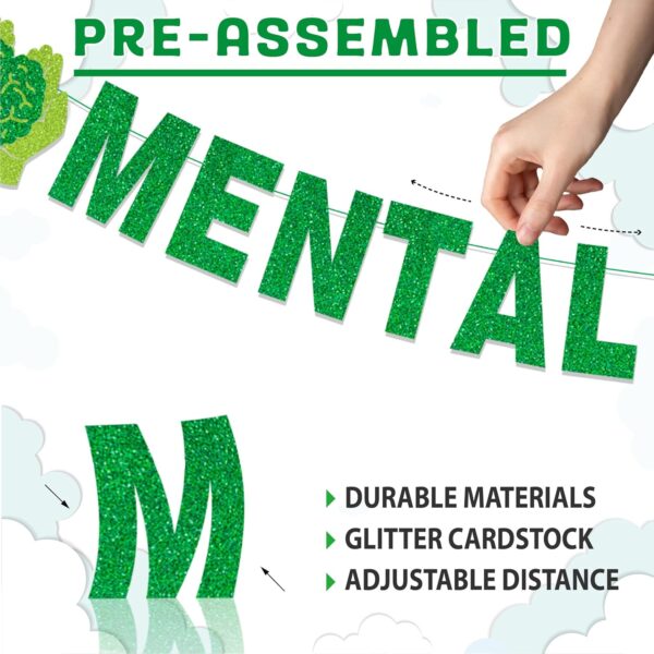 Mental Health Awareness Month Banner No DIY Glitter Green Mental Health Awareness Month Bulletin Board Decorations for School Classroom Outdoor May Mental Health Month Party Supplies
