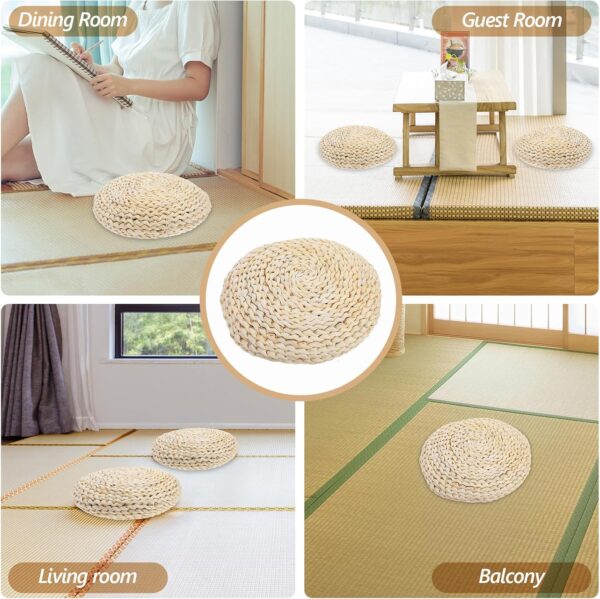 1Pc Round Handmade Straw Weaving Cushion Tatami Floor Pillow for Yoga Meditation and Worship Soft Hand-Woven Seat Mat for Home Decor