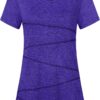 Kimmery Workout Tops for Women Short Sleeve Shirts for Women Quick Dry Line Decor Yoga Tops