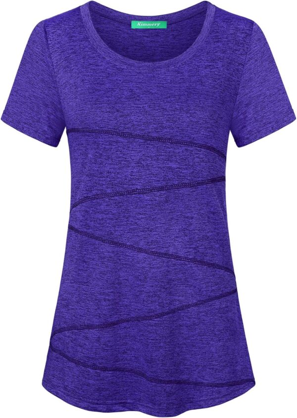 Kimmery Workout Tops for Women Short Sleeve Shirts for Women Quick Dry Line Decor Yoga Tops